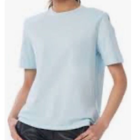 NWT NEW Lita by Ciara Blue Boxy T-shirt w/Removable Shoulder Pads. Large Revolve - Picture 3 of 11